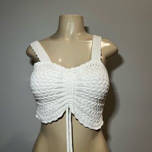 Hollister White Cropped Knit Tank Top